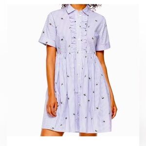Kate Spade Abuzz Poplin Ruffle Shirt Dress - Perfect Condition Size Medium